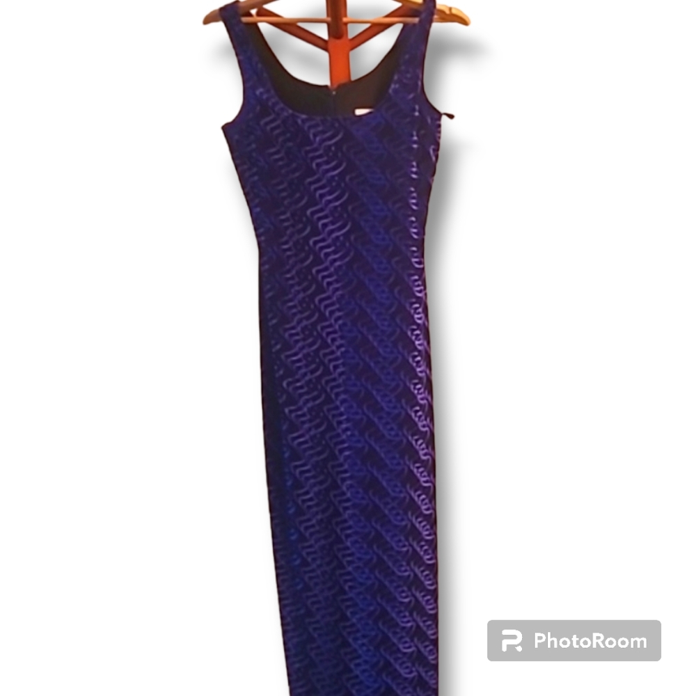 Venessa Stevens Cobalt Blue Velvet Sleeveless Maxi Dress